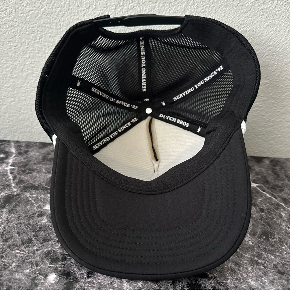 Dutch Bros Coffee Drink More Coffee Black Rope Brim Mesh Snapback Trucker Hat - Picture 5 of 6